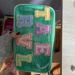 Stoney Clover Lane Green Travel Pouch with Colorful Letters